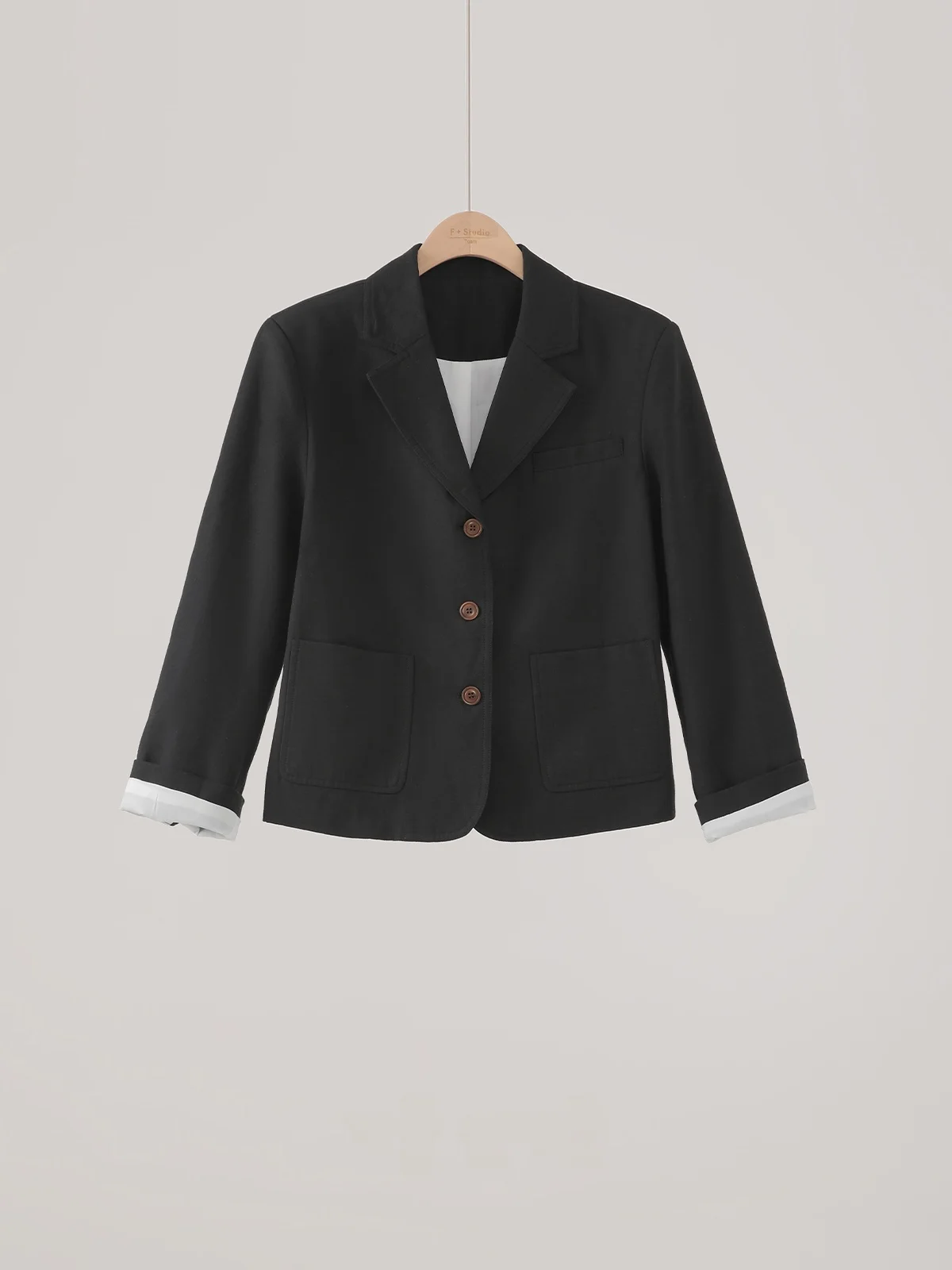 

Chic ort Women's Suit Jaet Deep ey Korean Sle Cotton Blend College Sle Outerwear Faionable Casual Ladies Coat