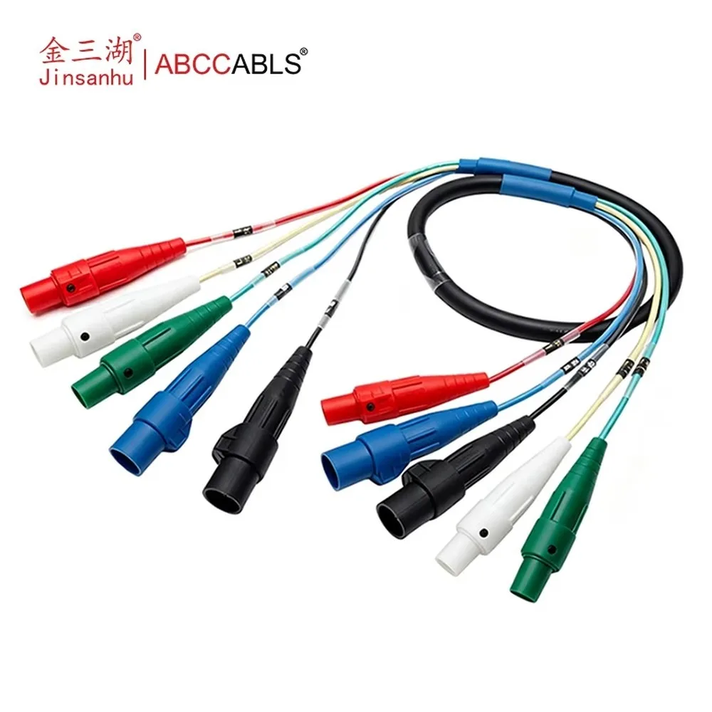 ABCCABLS 5-Wire Camlock Feeder Cable Stage Power Distribution Cam-Lock Cable Color-Coded Red White Blue Black Green for