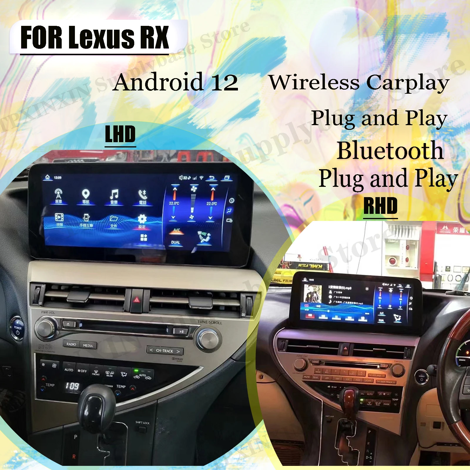 LHD RHD Automotive Multimedia Android 12 For Lexus RX GPS Autoradio Carplay Radio Coche With Bluetooth Stereo Receiver Head Unit