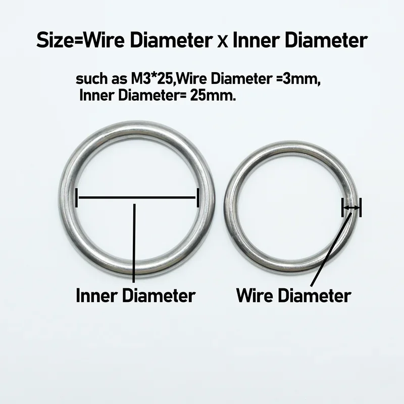 New O Ring 304 Stainless Steel Seamless Welding Solid Heavy Duty Smooth O-Ring for Craft Buckle Pet Collar Clasp Anti Rust Rings