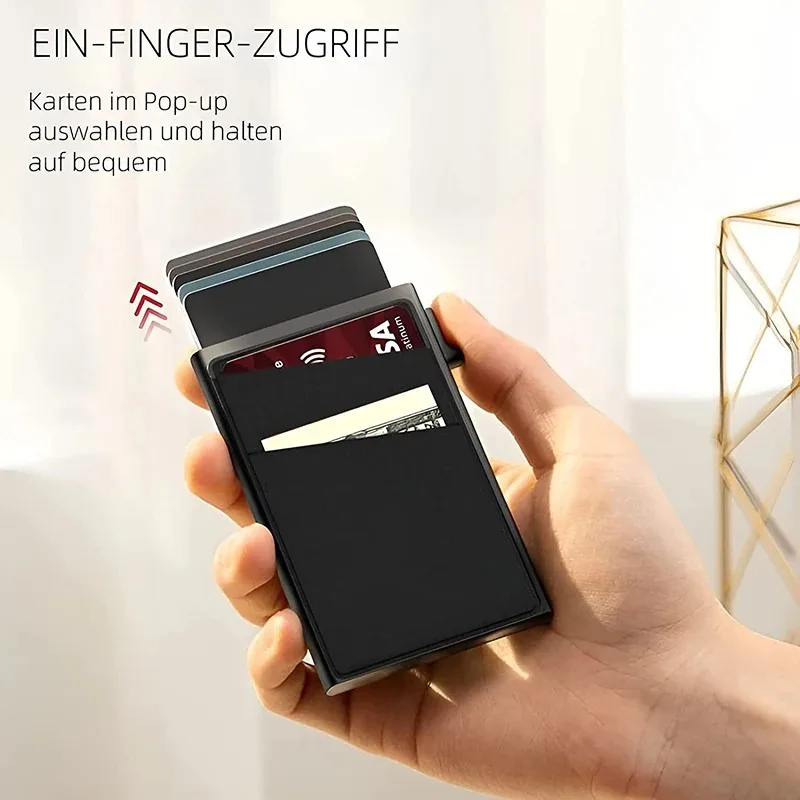 

Men's Card Holder Ultra-thin Aluminum Wallet with RFID Protection and Coin Compartment