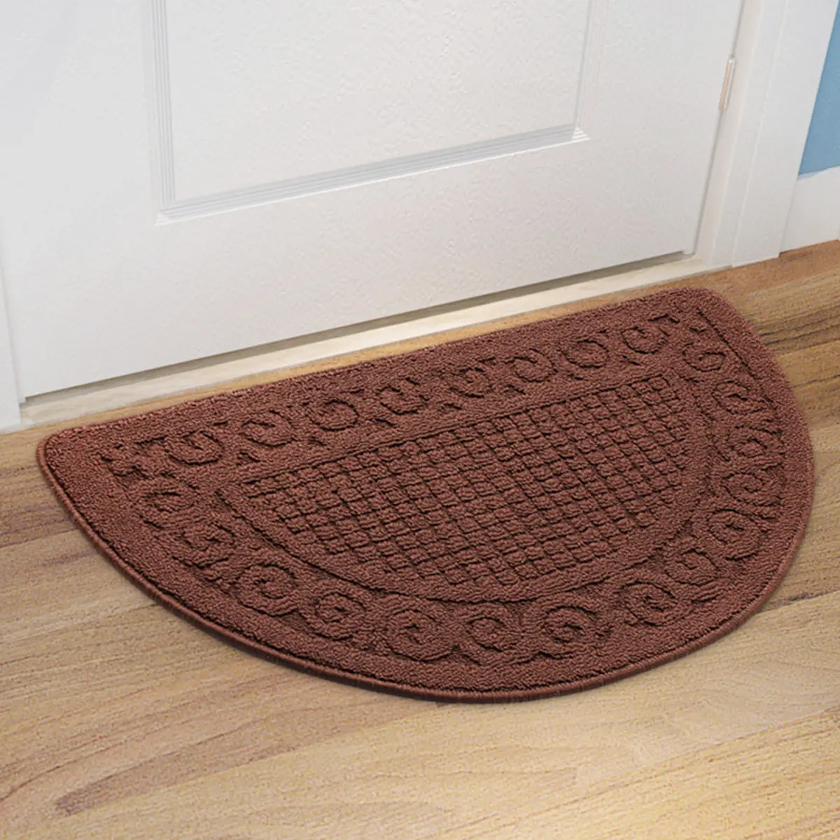 1Pcs Fashionable Hard-Wearing Bibulous Semi-Circular Door Mat Non-Slip Floor Mat for Indoor Use Home Office Bathroom Gift