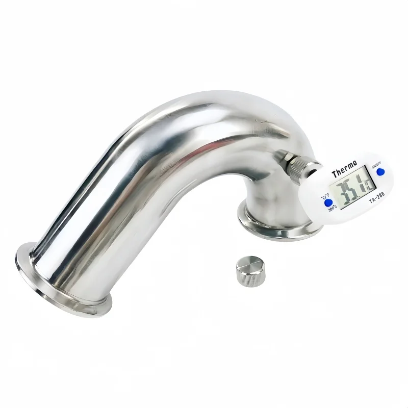 

2"(51mm)OD64mm, 135 degree Pipe Bend With Thermowell Nipple And Plug ,Tri-clamp Connection Elbow Pipe Fitting,SS304