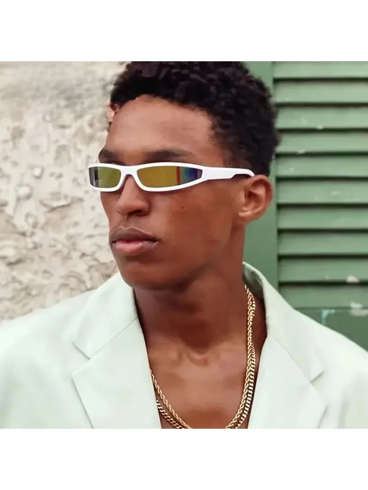 AliExpress YTYIN Y2k Futuristic Sunglasses Women Men Vintage Small Rectangle Frame Wrap Around Sun Glasses Punk Cool Mirror Eyewear Sports Shades