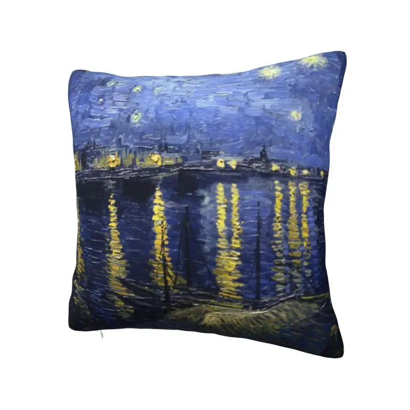 Van Gogh Starry Night Cushion Cover Over The Rhone Velvet Nordic Pillows for Sofa Home Decor