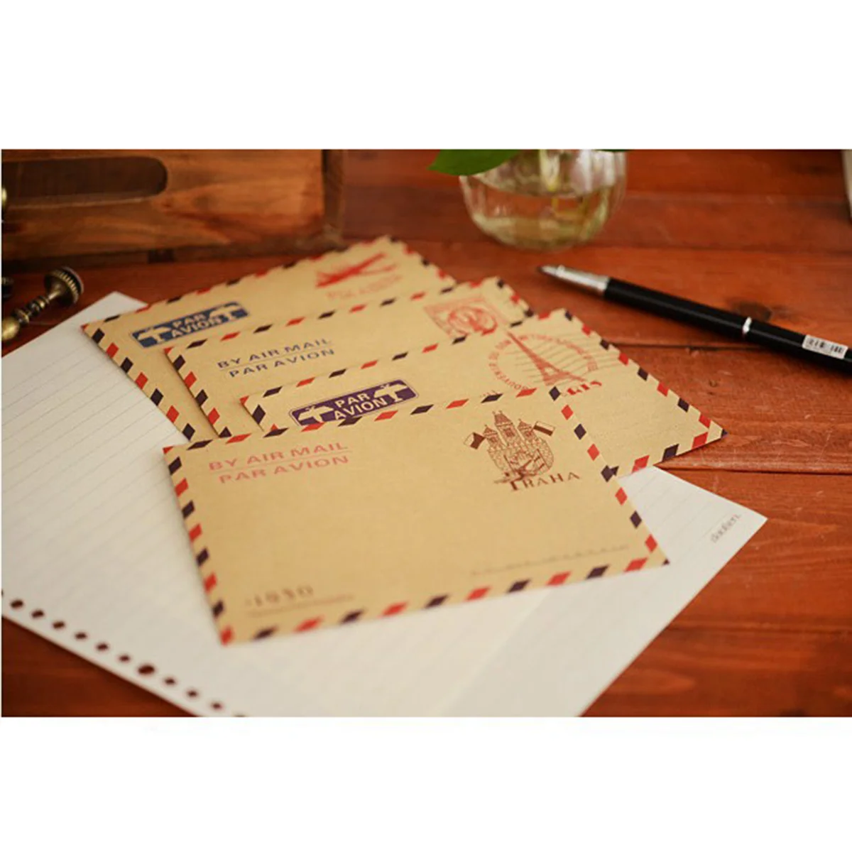 10 Pcs Kraft Paper Envolopes Postcard Envelopes Photo Storage Retro Western Style