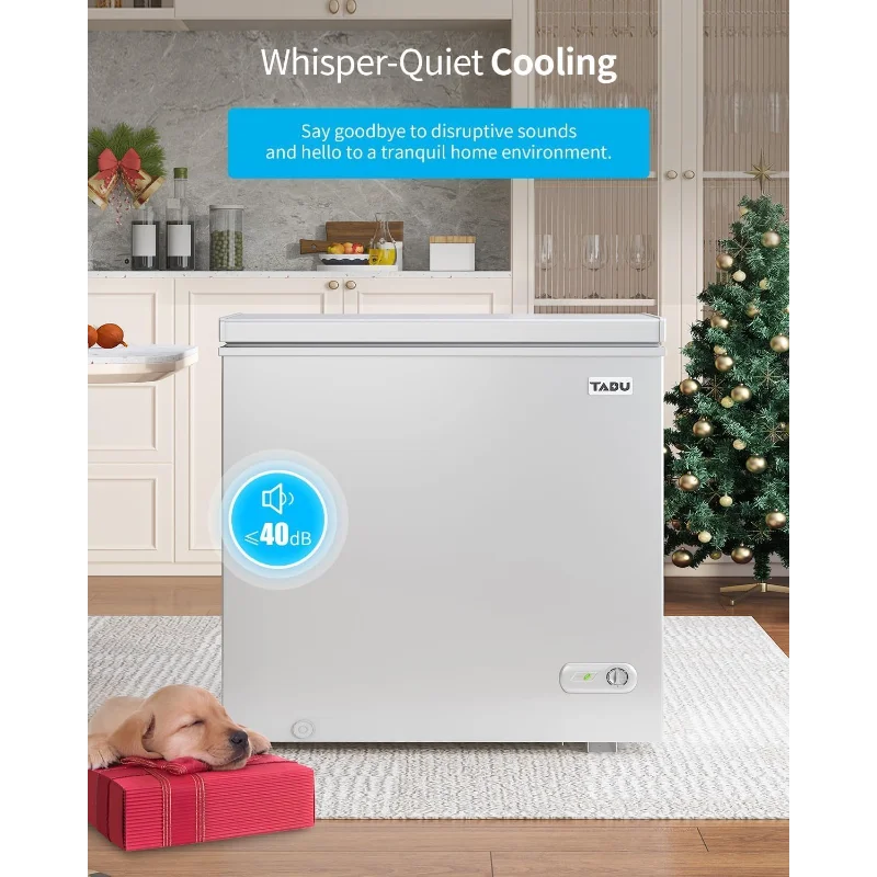 TABU 12.0 Cubic Feet Chest Freezer, Large Deep Freezer with 7 Level Adjustable Thermostat, Top-Opening Freestanding Freezer