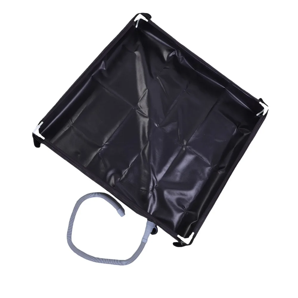 Portable 31.5x31.5x3.9 Inch Shower Tray Bottom Drain Detachable Drain Pipe Shower Base Black PVC Shower Pan Backpacking