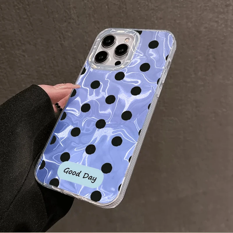 Чехол для телефона в горошек для женщин и девочек для Apple iphone 15 16 14 13 Pro Max 16e 16plus 12 11 7 8 Plus XR SE Silicone Fundas Cover