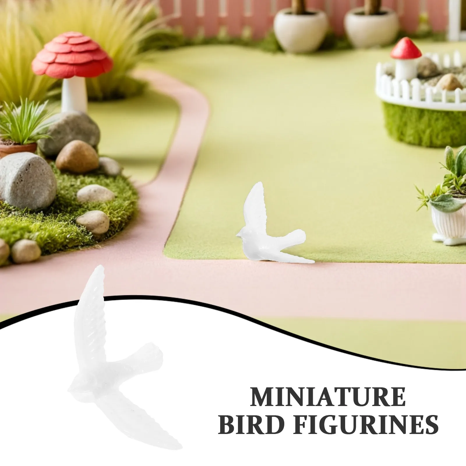 Mini White Dove Resin Figurines 5Pcs Realistic Pigeon Birds for Dollhouse Garden Crafts Decor