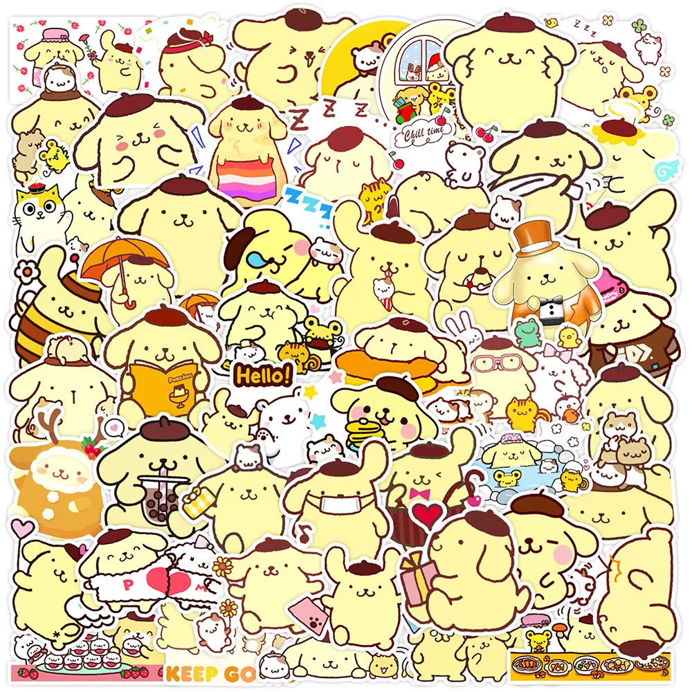 10/30/50pcs Sanrio Cute Pompom Purin Stickers Kawaii Cartoon Kids Sticker Toy Phone Notebook Suitcase Waterproof Graffiti Decals