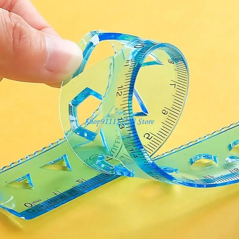 G88D 4Pcs/Pack Math Geometry Ruler Portable Drawing Tool Student Gift Set Ruler Measuring 0-15cm/0-20cm for Teens