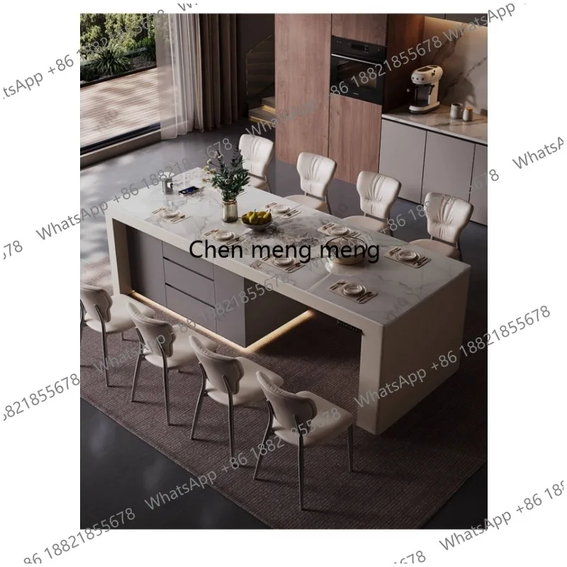 Dining table integrated household telescopic lifting kitchen customized high-end multi-functional slate island
