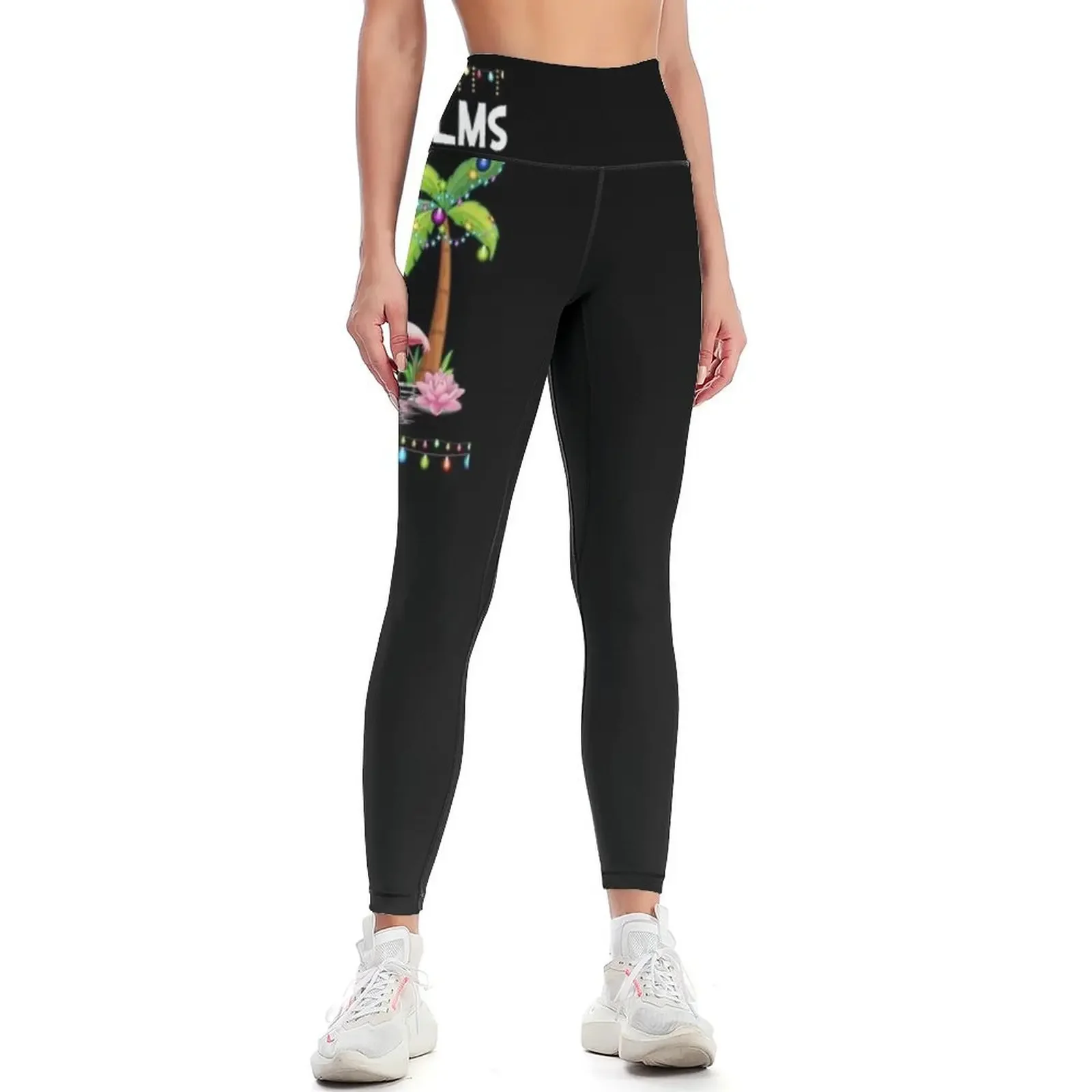 Deck the Palms Merry Flamingo Navidad Vacaciones familiares Leggings Pantalones de entrenamiento deportivos para mujer Pantalones Leggings para mujer