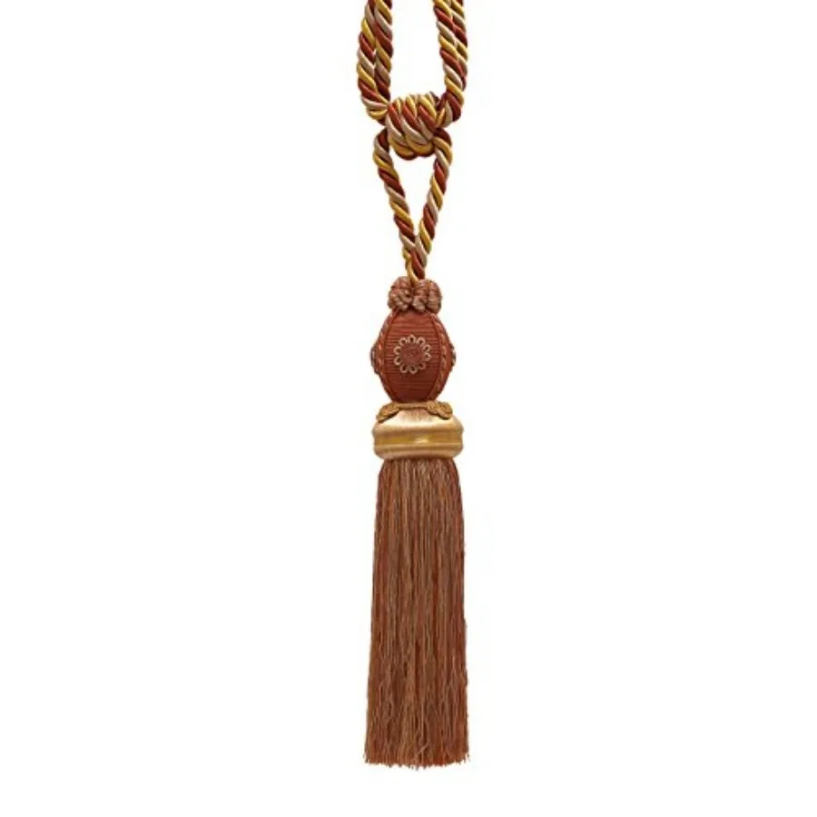 Decorative Curtain and Drapery Tassel Tieback with Medallion Tassel Length 10