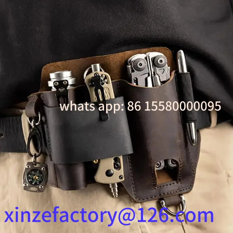 

Be suitable for PU Tool Bag Multifunctional Storage Wear-resistant and Durable Retro Outdoor Sports Pocket