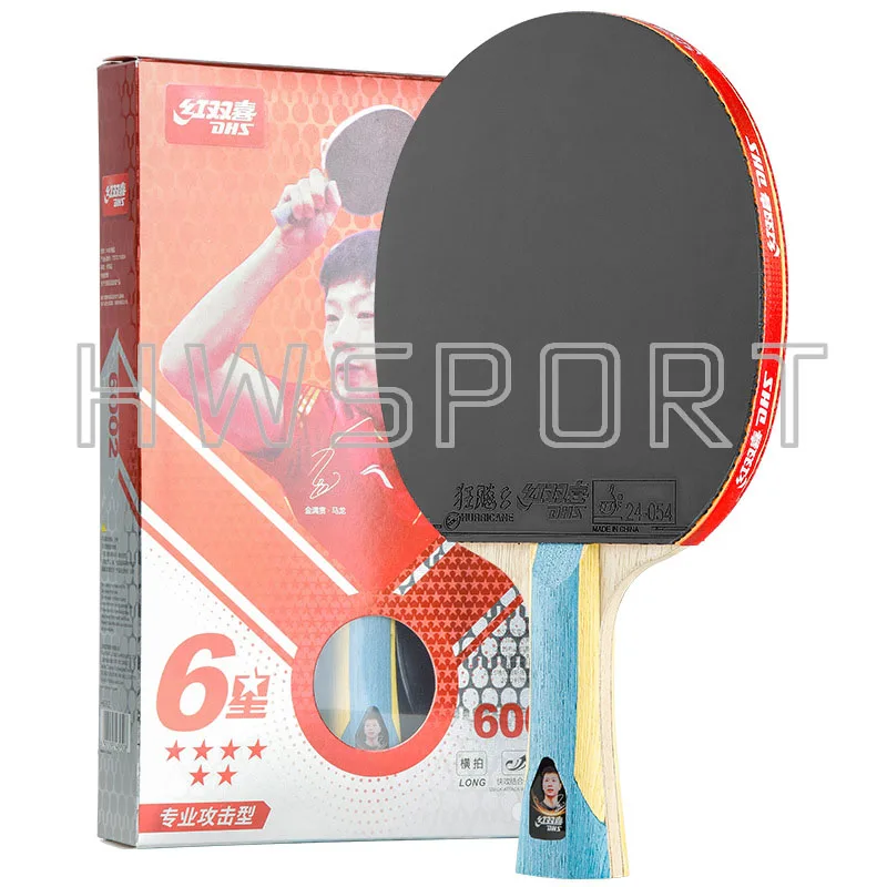 DHS H4002 4 Star Table Tennis Racket 5 Star 6 Star H5002 H6002 Ping Pong Racket Professional Pure Wood Paddle with Sticky Rubber