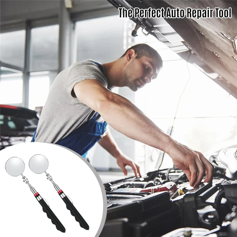 ABLU-Telescopic Inspectionmirror, 30-Inch Mechanicalmirror Tool, Retractable Vehicle Under Inspectionmirror Repair Tool Spare Pa