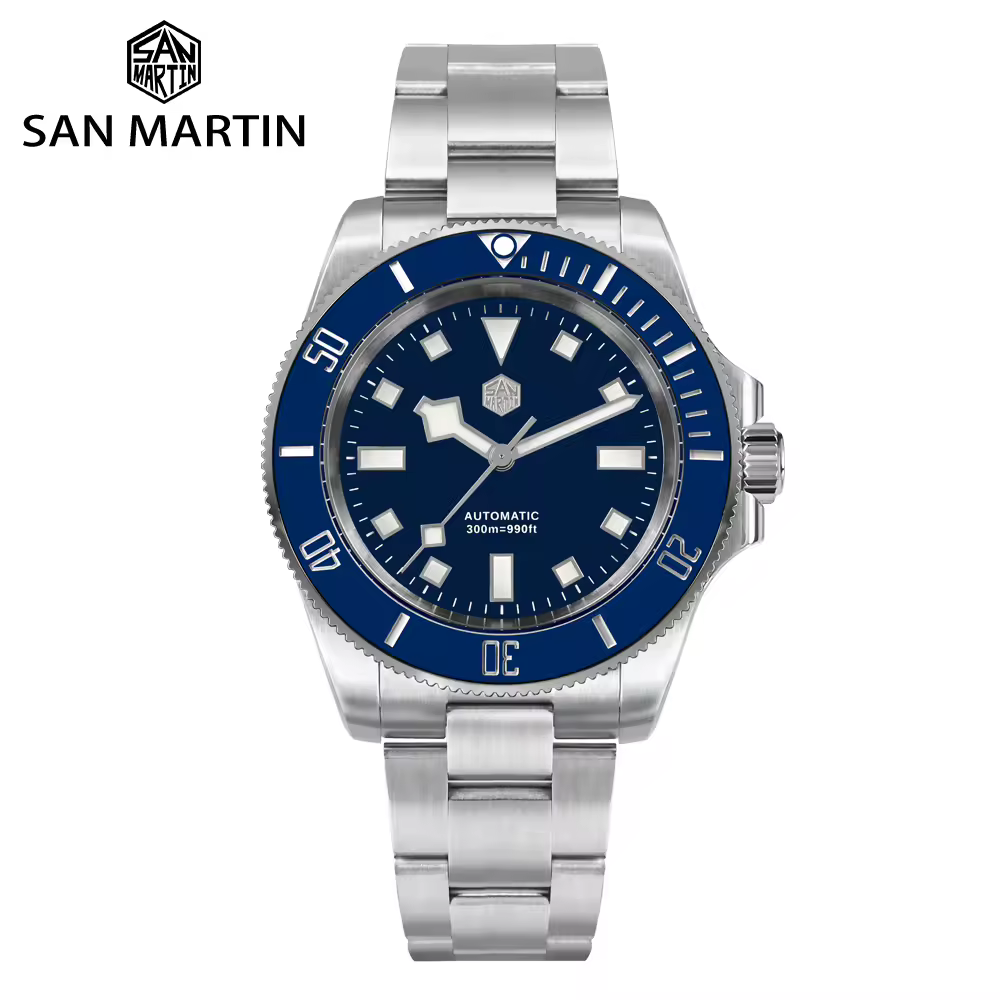 San martin 40mm aço inoxidável clássico masculino mergulhador relógio japão nh35 safira mecânica automática à prova dwaterproof água 300m sn0111