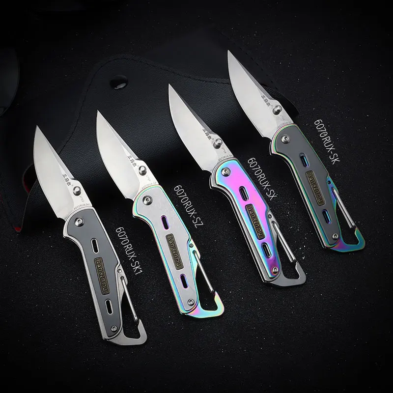 SANRENMU 6070 Pockets Folding Knife 12c27 Steel Outdoors Camp Out Rescue Portable Hook Buckle Key Mini Edc Knife