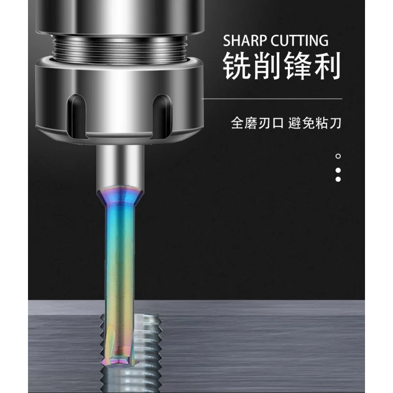 CNC Carbide Single Tooth Thread Milling cutter 1 3 Full Tooth M1.2 M1.6 M2 M2.5 M3 M4 M5 M6 M8 M10 M12 colorful aluminum milling