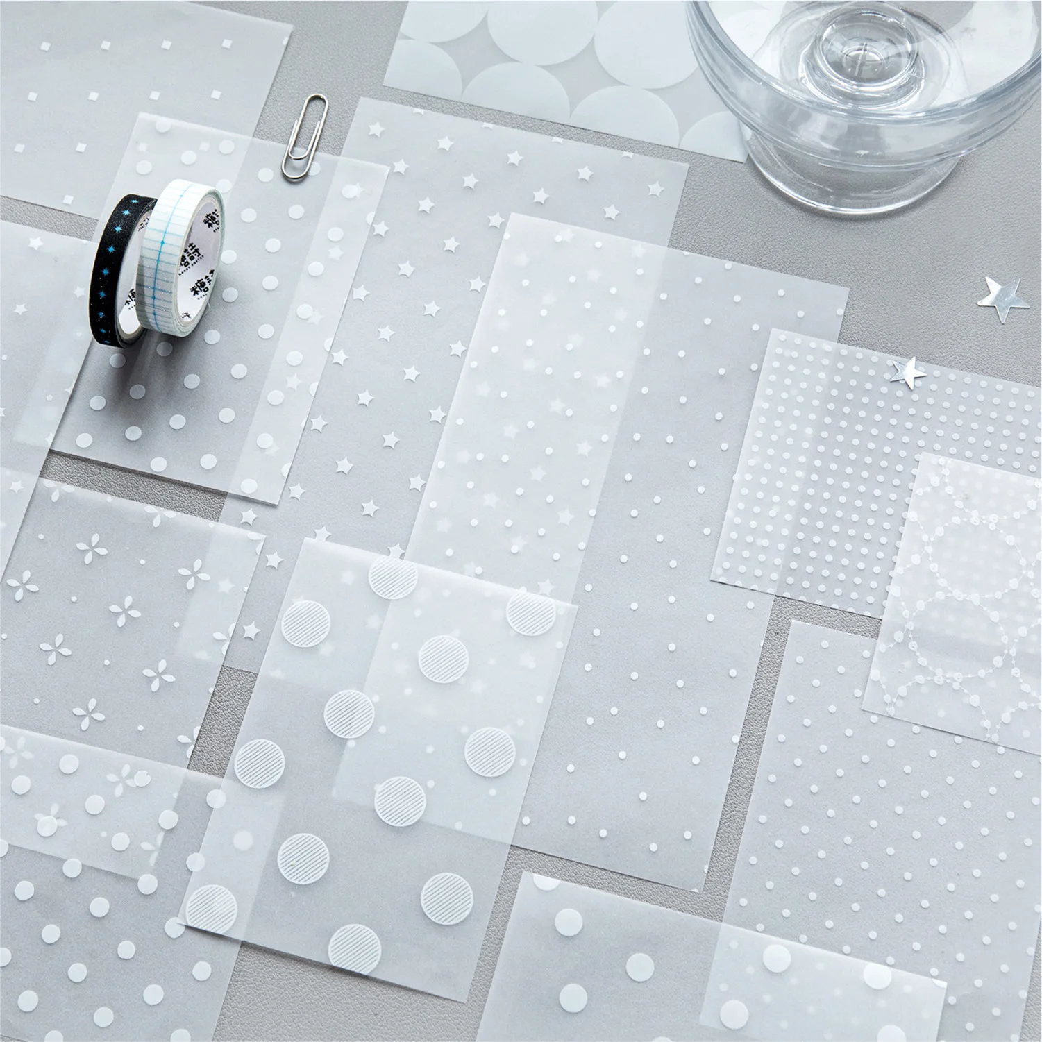 Journal Decoration Transparent Stickers Polka Dot Tracing Paper Non Adhesive DIY Collage Scrapbook Supplies Sugar Poetry Lab