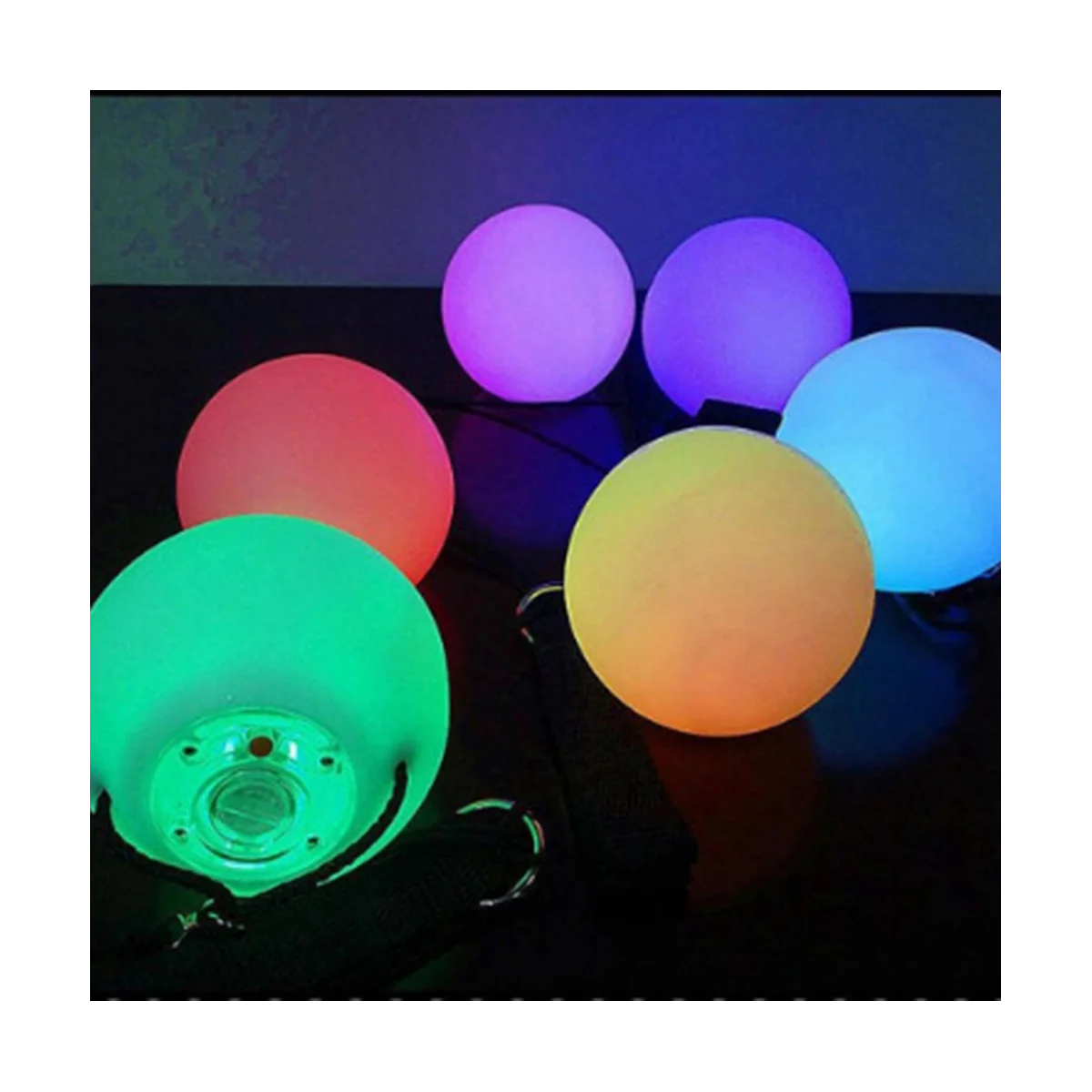 2 Pcs LED Poi Balls Glow Poi Balls LED Glow Toy Light Up Balls Rainbow High Strobe Spinning Ball for Children Adults