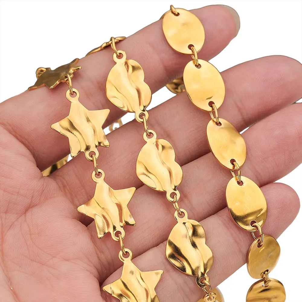 1 meter stainless steel chains for Jewelry Making Golden Heart Butterfly Design Link Chain DIY women necklace bracelet Wholesale image 4