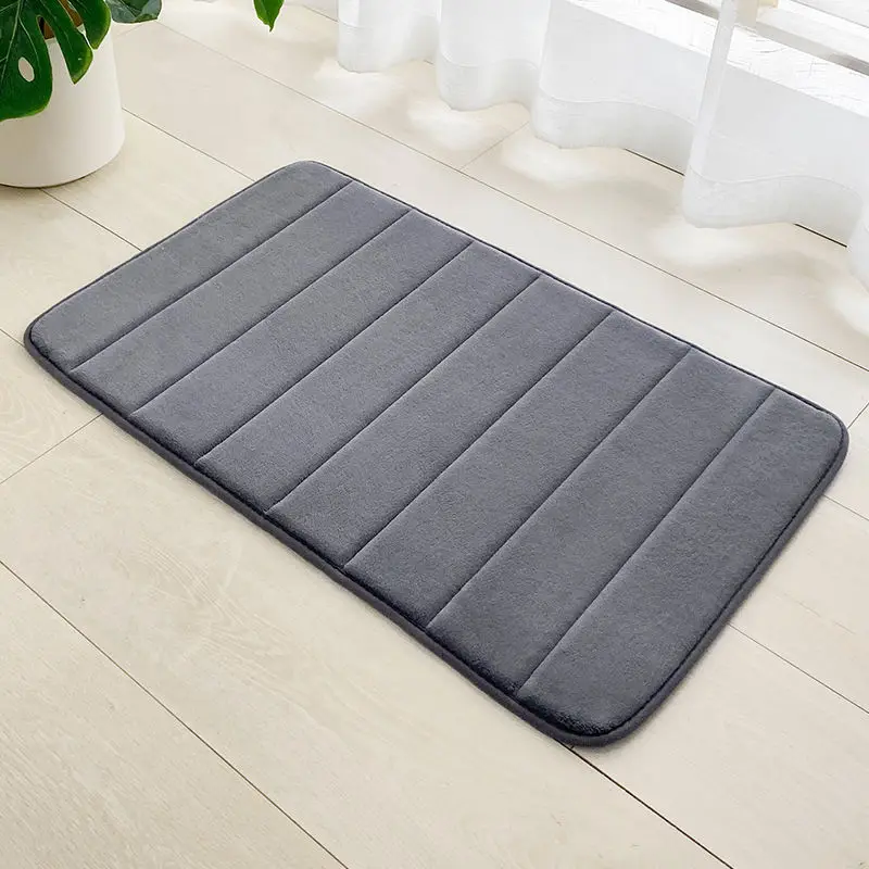 Memory Sponge Stripe Bathroom Non slip, Water Absorbent, Machine Washable Floor Mat