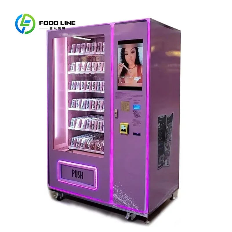 Customized Private Label Eyelash Vending Machine Pink Purple Neon Lights for False Lashes Mink Eyelashes Retail Kiosk
