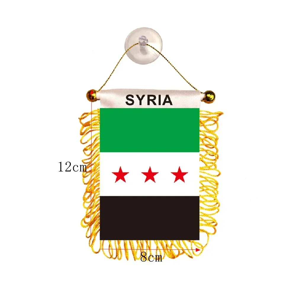 Syria Double Sided Tassel Small Hanging Flag Office Table Flag Syrian Arab Republic Three Star Flag Decoration