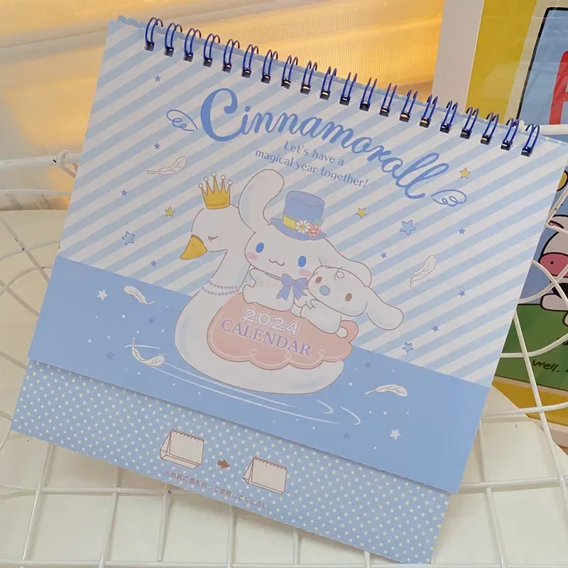 2024 Sanrio Kuromi Cinnamoroll My Melody Desk Calendar Cartoon Desktop Small Calendar Ornaments Calendar Memo With Stickers