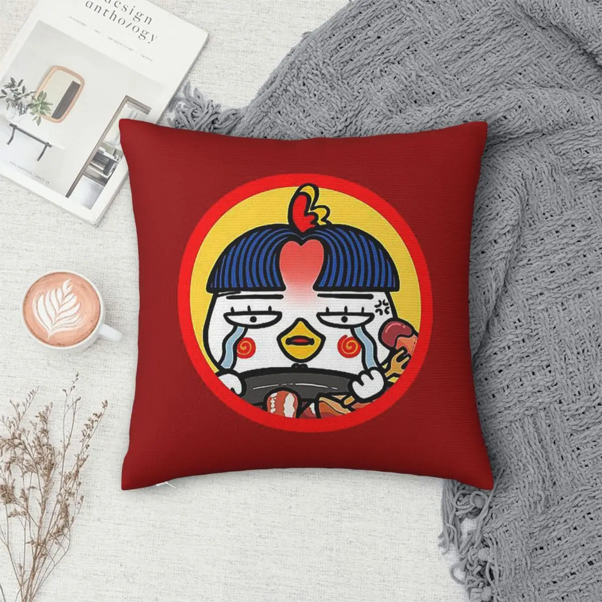 Kwaii Anime Buldak RameSn funda de almohada cuadrada funda de cojín funda de almohada para el hogar sofá sala de estar