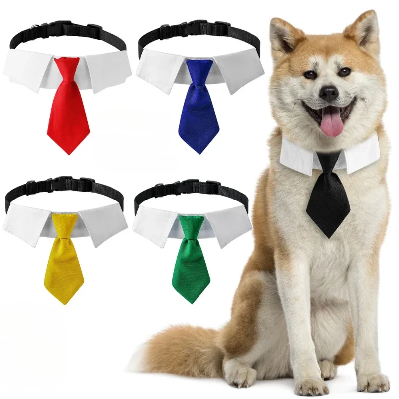 Tanpopo dog British handsome soft, skin-friendly wedding suit washable pet dog clothing tie polyester fabric collar decoration