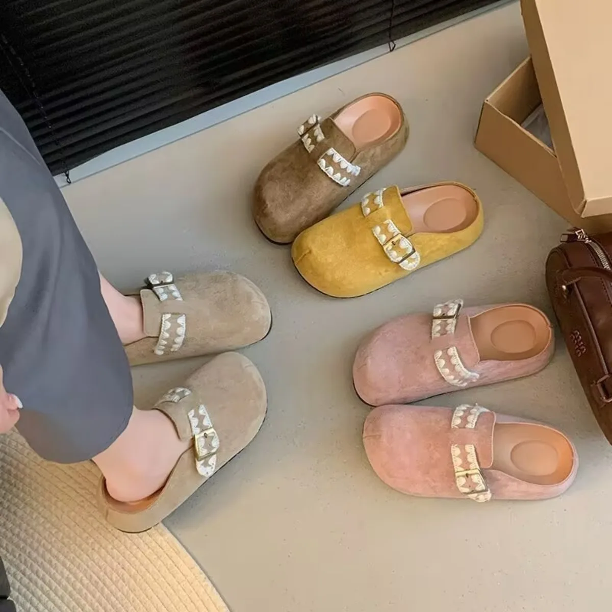 

Женские пробковые сабо без усталости стопы, поддерживающая арку, нескользящие сабо, удобные для уличной домашней одежды, подходят для всех сезонов