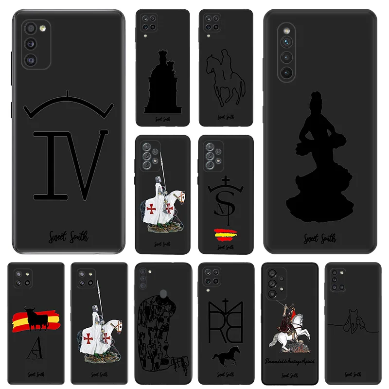 Phone Case for Samsung A35 5G A55 A02 A03 A04 A05 S8 S9 Note 10 Plus 9 8 a05s a04e Horse Knight King Soft Black Silicone Cover