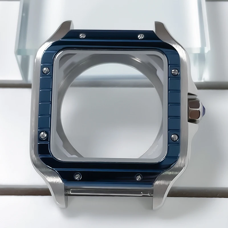 38mm NH35 Vierkante Kast Zwart Goud Roestvrij Staal Modificatie Onderdelen Voor SKX Mod Accessoires Fit Santo Case NH35 NH36 Beweging