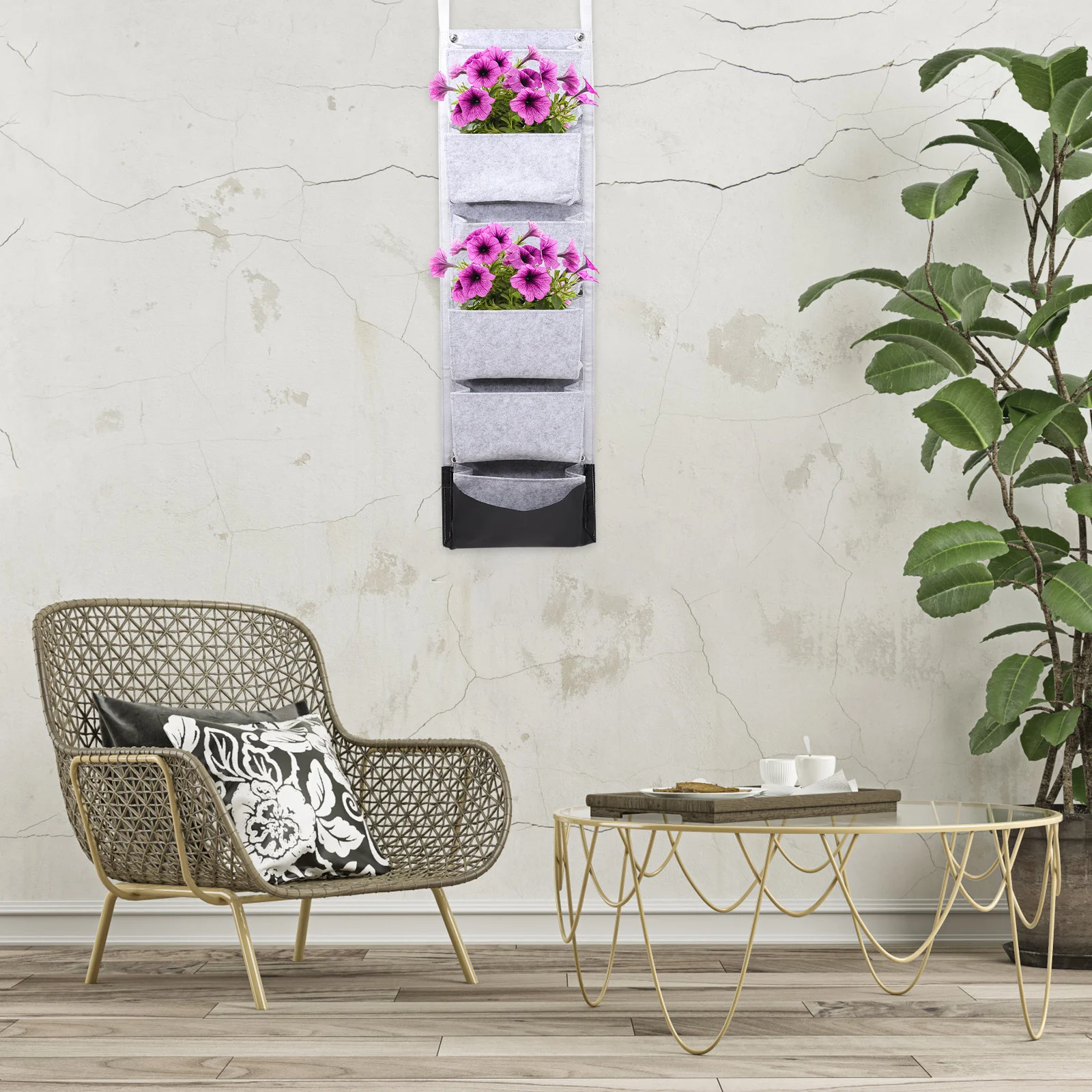 Wall Hanging Plant Bag Large Vertical Planter Non-Woven Fabric Multi-Pocket Planter for Flowers Vegetables Garden