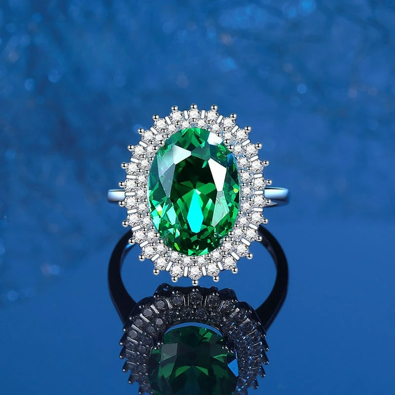 

Fashion Women PT950 Platinum Artificially Cultivated Gemstone Ring Set with Emerald Pink Light Luxury Jewelry