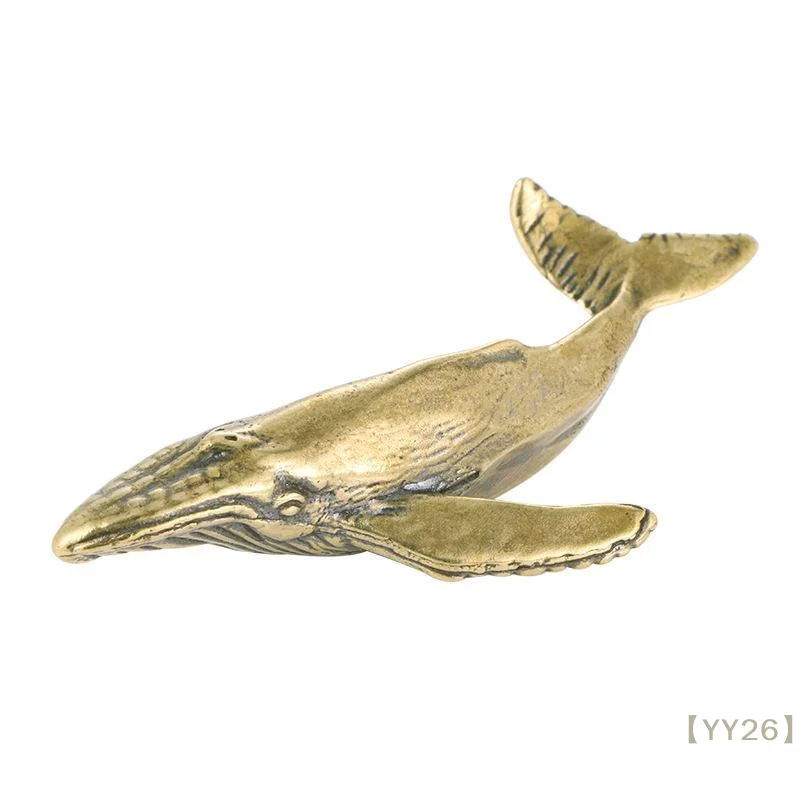 【YY26】Vintage Brass Humpback Whale Mini Figurine Desktop Decor Collectible Fidget Gift{Z}