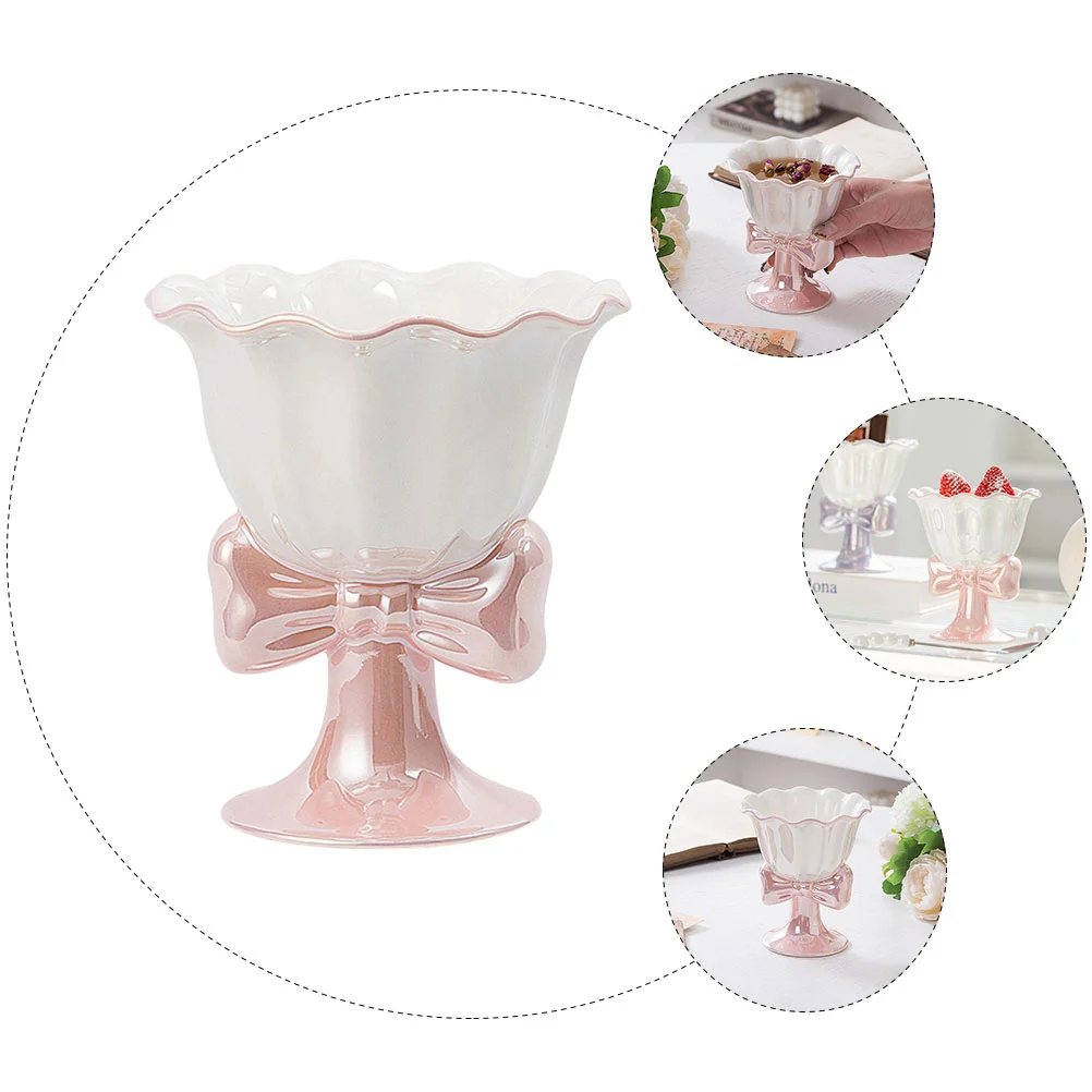 Fruit Serving Plate Footed Snack Tray Ice Cream Dessert Bowl Bowls Cup Ceramic Dish Dishes Ceramics Cups Lovers