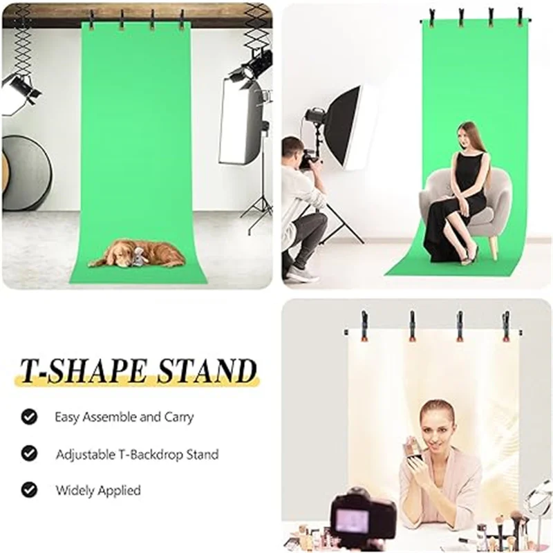 T-Shape Backdrop Stand Kit with Background Cloth Video Chroma Key Green Screen Frame Stand For Photography Photo Studio Props