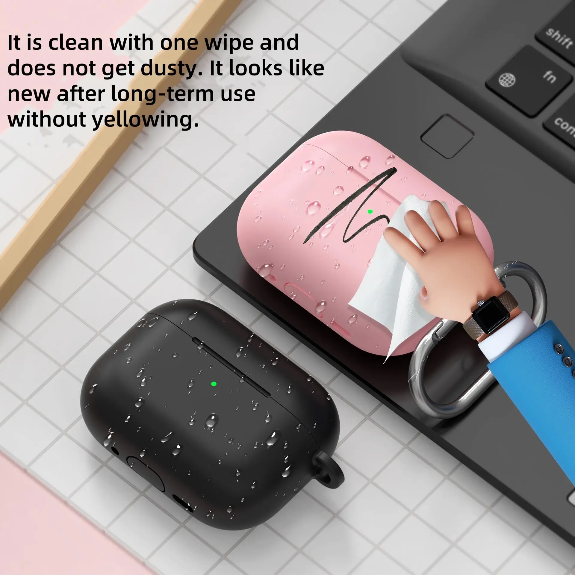 غطاء حافظة AirPods Pro 3 (2025) مع حافظة جلدية من السيليكون الناعم بسلسلة مفاتيح 【LED أمامي مرئي】 حماية كاملة لأجهزة AirPods Pro 3