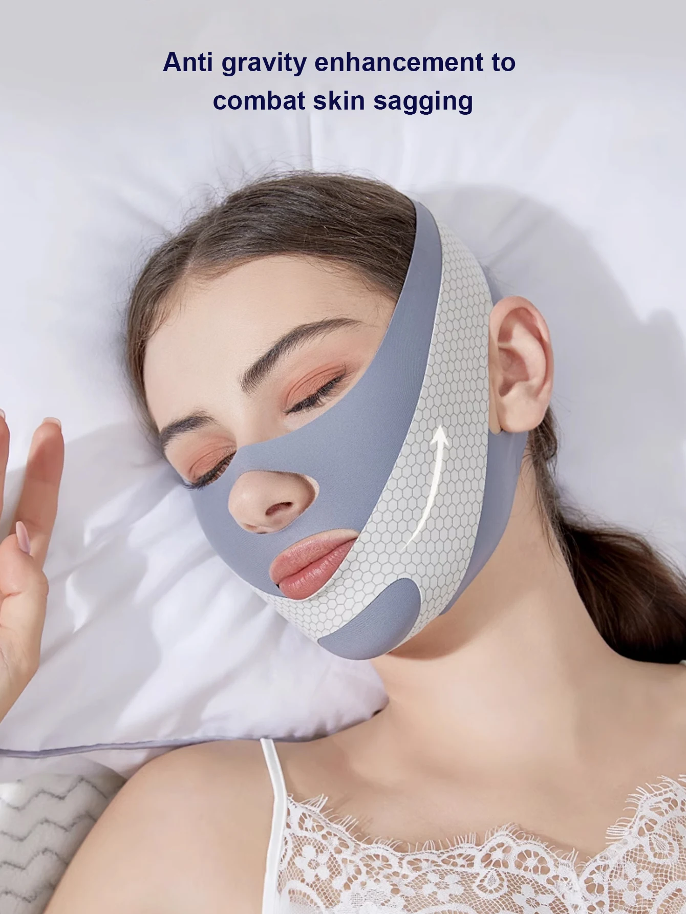 フェイスリフティングベルト Vラインシェイパー 顎ラインチンストラップ、二重あごの軽減とシワケアのためのアンチエイジングフェイスファーミングマスク