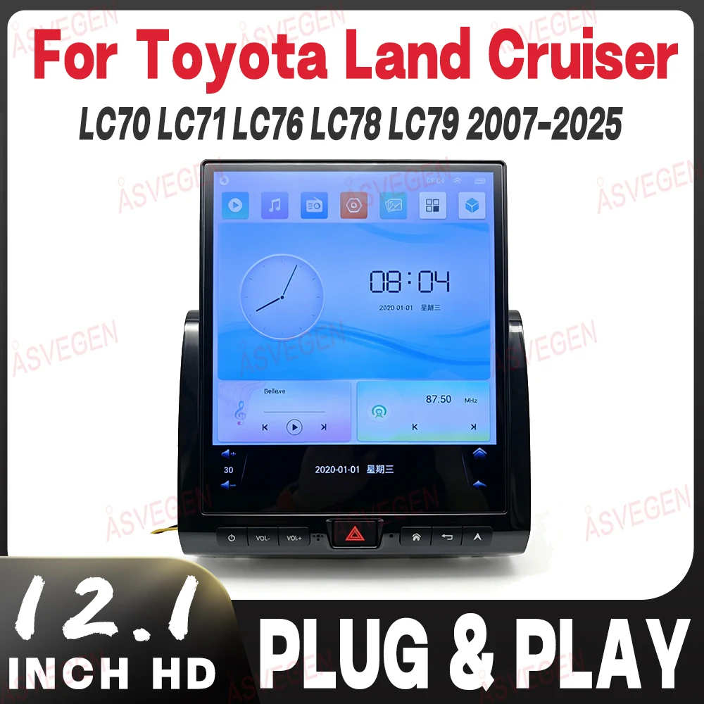 

Для Toyota Land Cruiser LC70 LC71 LC76 LC78 LC79 2007-2025: 12-дюймовое автомобильное радио Android 16, 6G 128G, CarPlay, 4G WiFi, мультимедийный плеер