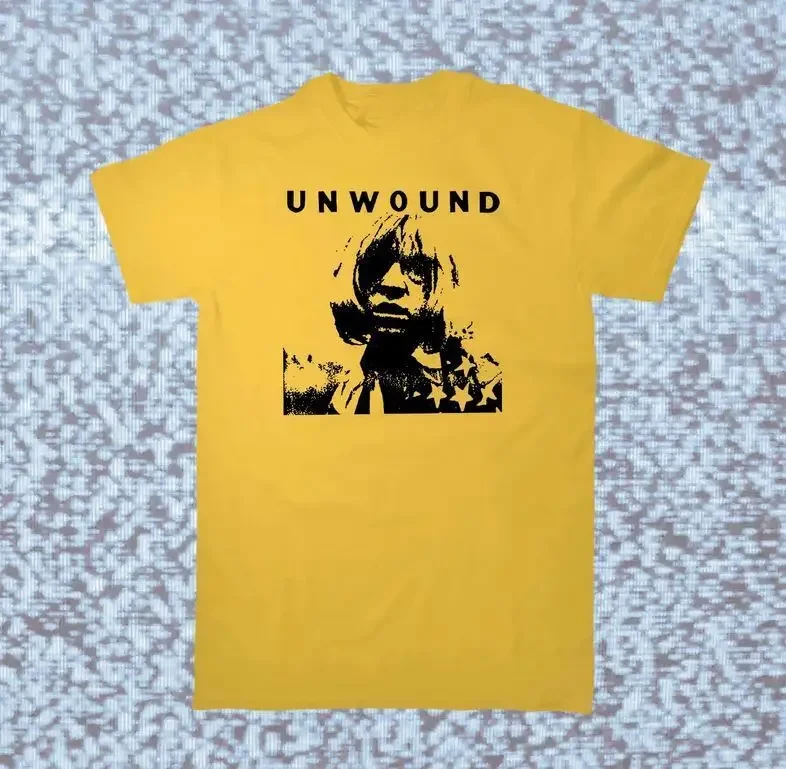 Vtg Unwound Band Tour Concert Heavy Cotton Yellow Full Size T Shirt long or short sleeves