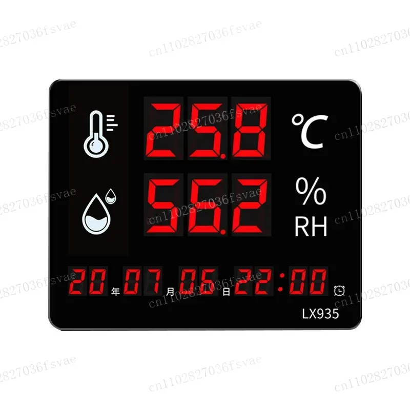 Industrial Digital Display with Time Thermometer Warehouse Greenhouse Electronic Large Screen Humidity Meter 935
