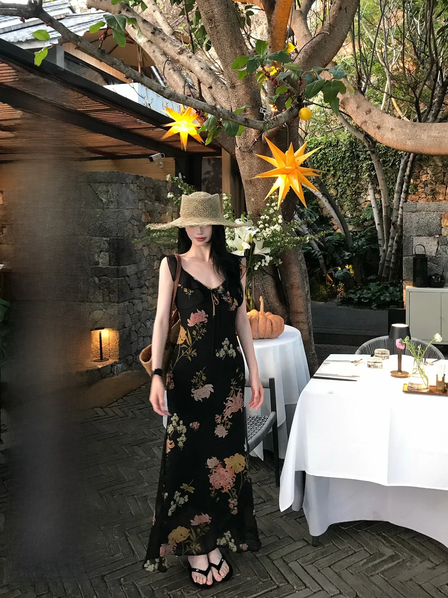 

Винтажное платье Yoklass с цветочным принтом, женское летнее длинное платье для отпуска, фасон А-силуэт, из полиэстера, с рукавами-крылышками