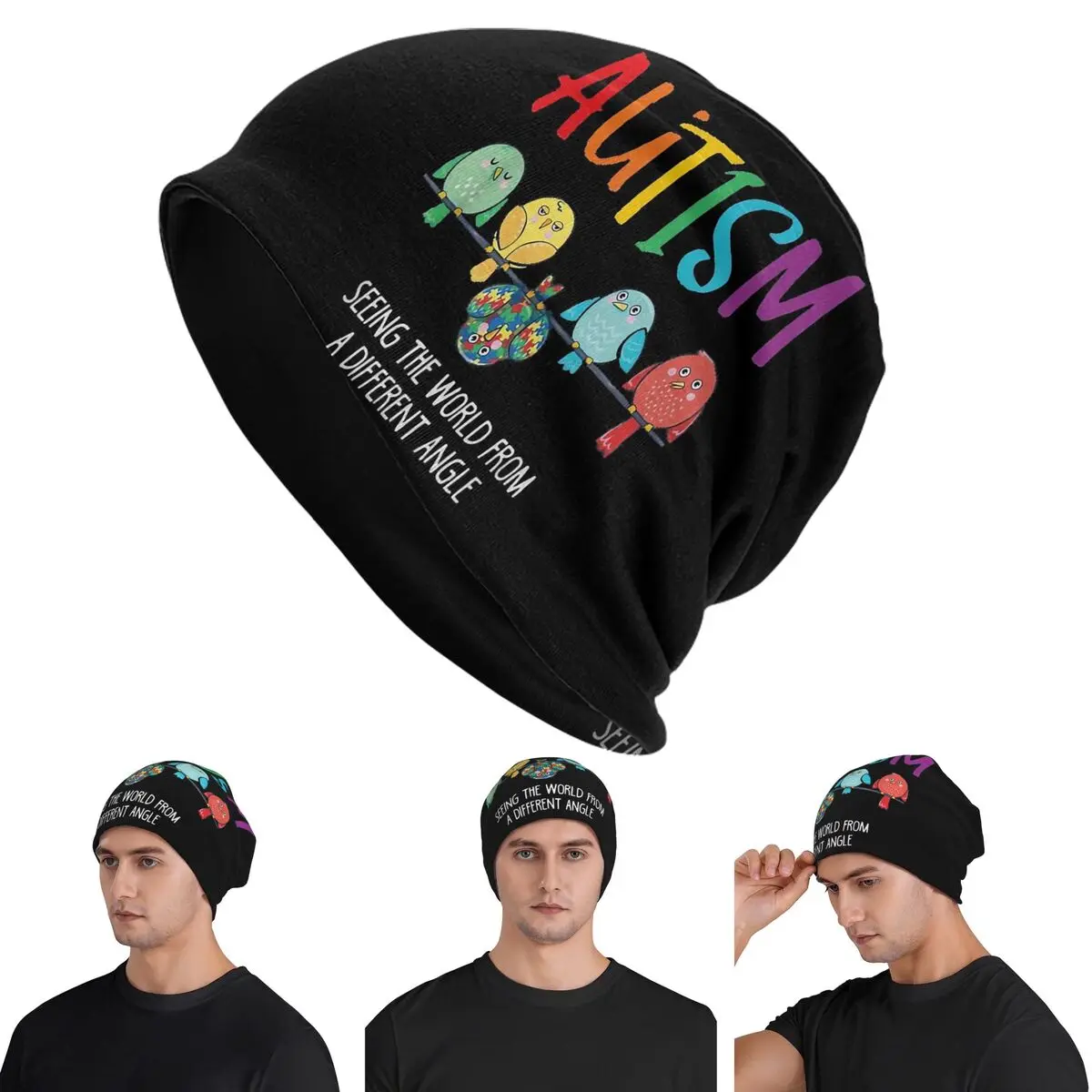 

Головоломка с аутизмом для мужчин и женщин, шапки для взрослых, вязаная шапка, теплая шапка в стиле хип-хоп, осенне-зимняя уличная шапка с черепами