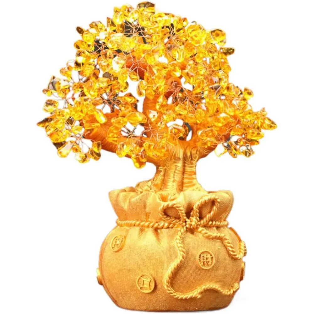 

Бонсай в китайском стиле с кристаллами цитрина и денег для дома и бара, декоративные произведения искусства - Чу Вэнь Шэн1354